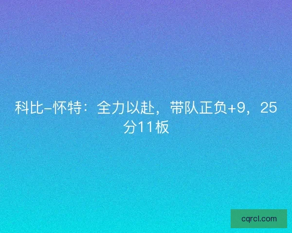 科比-怀特：全力以赴，带队正负+9，25分11板