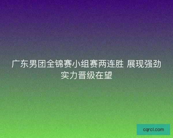 广东男团全锦赛小组赛两连胜 展现强劲实力晋级在望