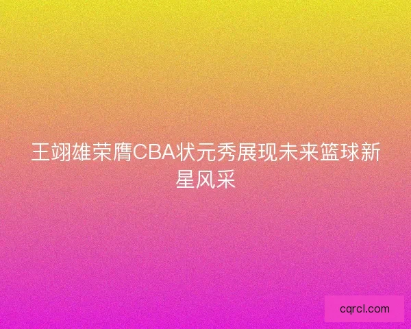 王翊雄荣膺CBA状元秀展现未来篮球新星风采
